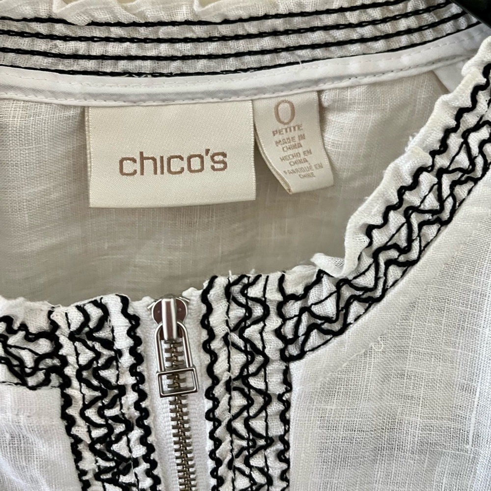 Chico’s Linen Embroidered Jacket - Picture 4 of 9